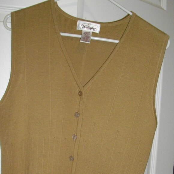 women's Worthington tan sweater vest, button up size medium. - Picture 1 of 2